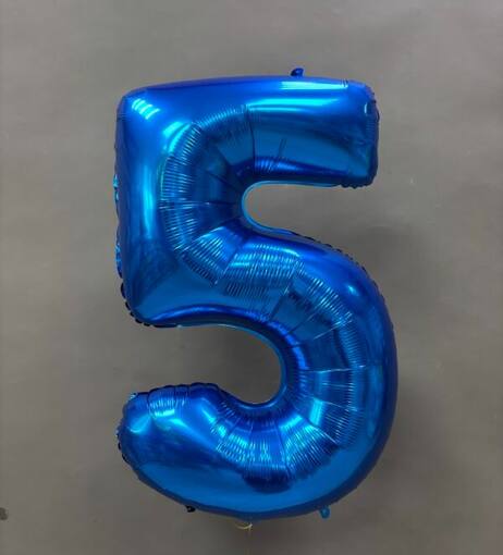 Шар фольгированный цифра 5 синяя, 120 см